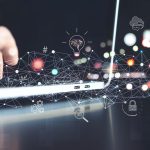 Ai, Artificial Intelligence, IoT Internet of Things concept. Business man using laptop computer on innovation technology icons on virtual screen, 4.0 industrial technology development, remote control